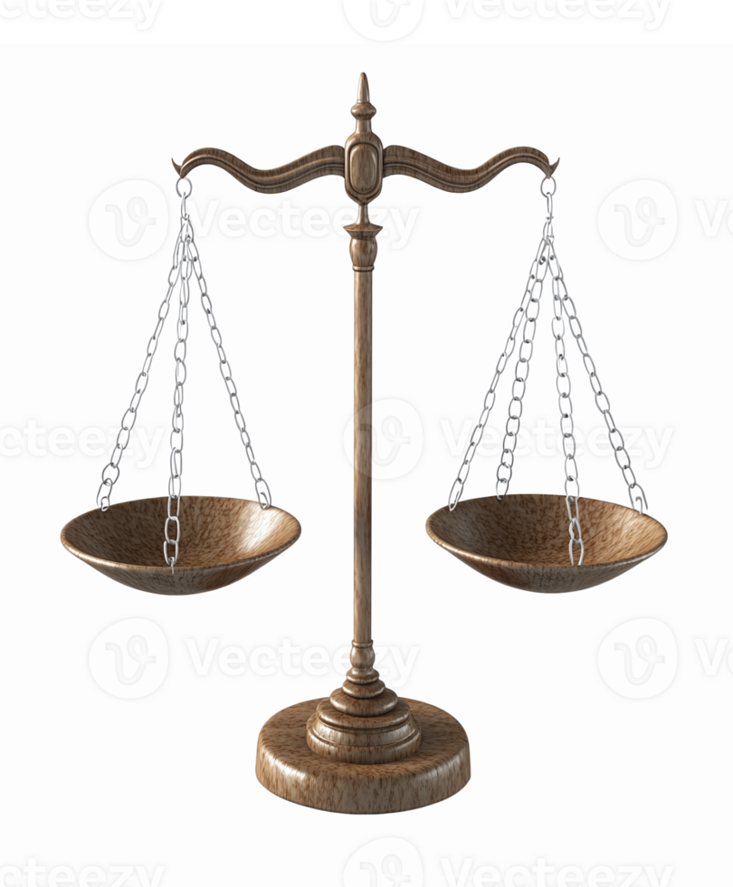 Elegant Bronze Balance Scale Symbolizing Justice Fairness and Legal Concepts Transparent Background png