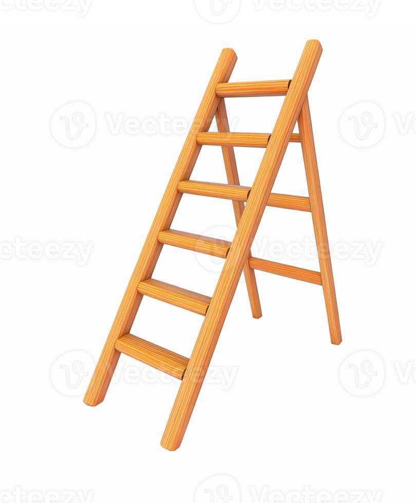 Realistic Wooden Step Ladder Illustration for Home Improvement and Construction Projects png