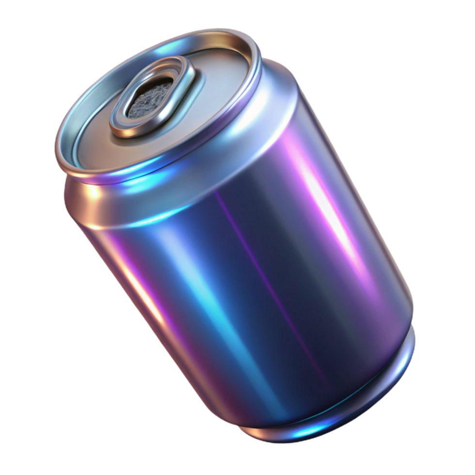 impressive modern Energy drink can, futuristic label, metallic finish exclusive png