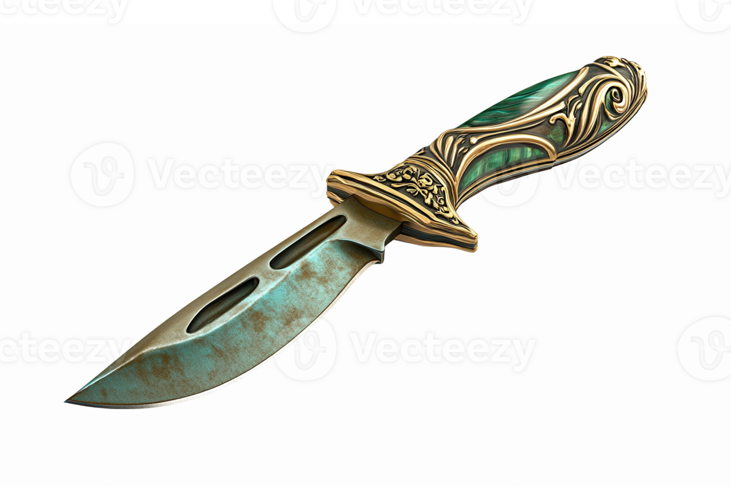 Ornate Vintage Sword Knife with Intricate Handle Design and Detailed Blade Finish png