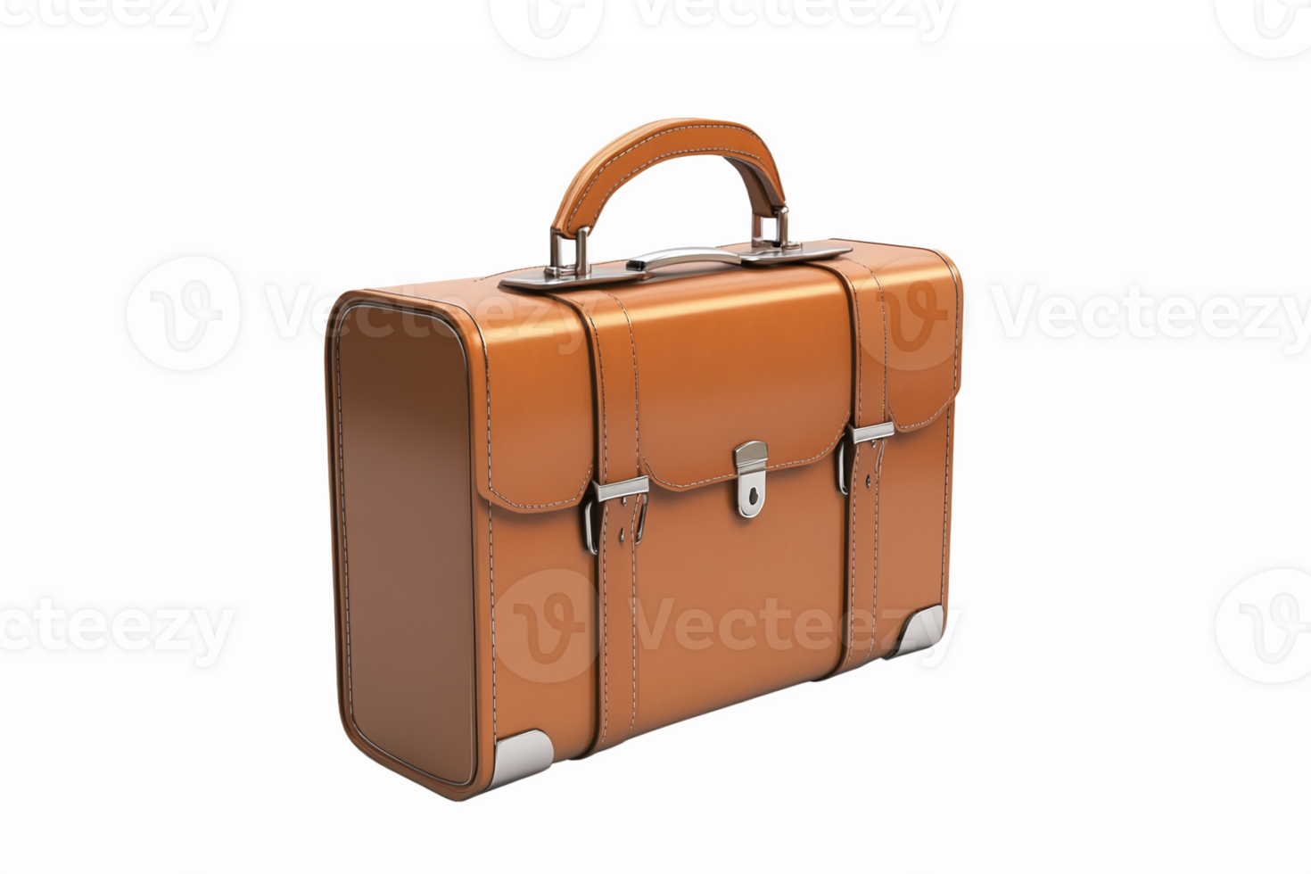 Elegant Leather Briefcase in Brown Color with Handle and Buckle Closure for Business Use png