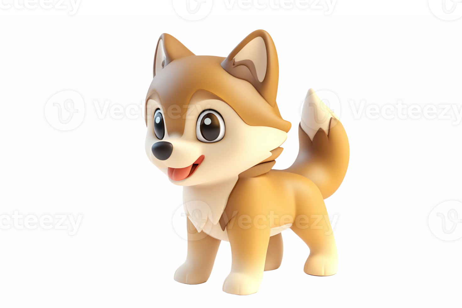 Cute Cartoon Fox Character in Playful Pose with Bright Eyes and Cheerful Expression png