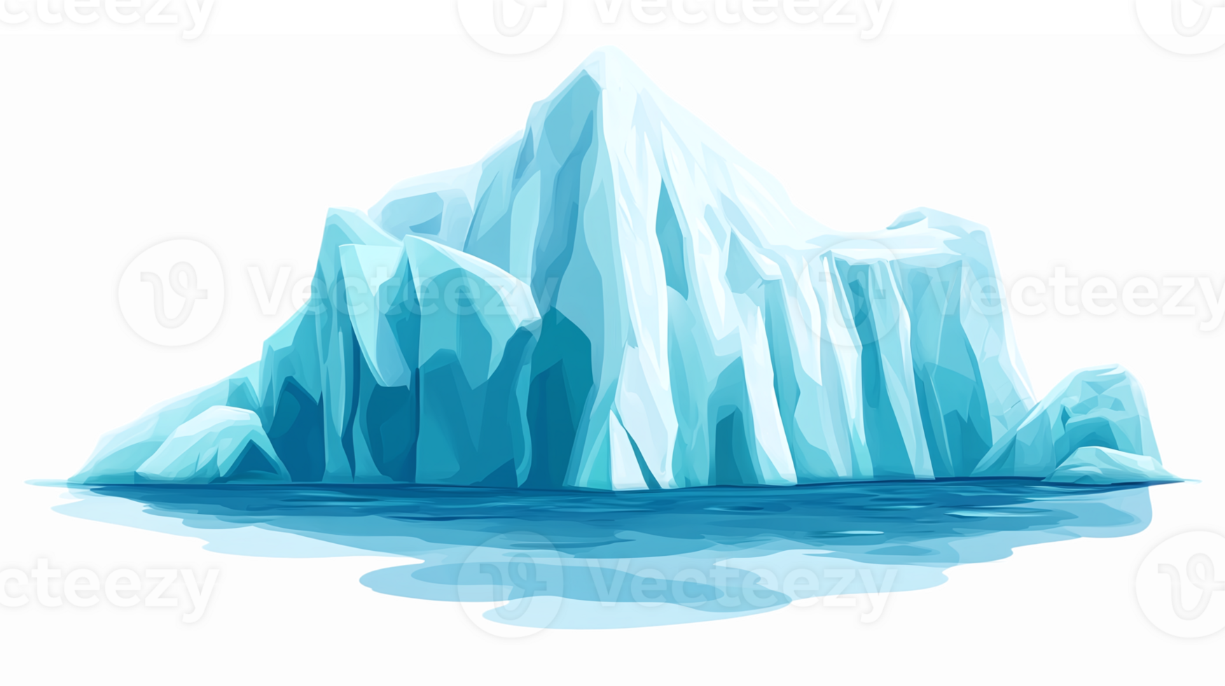Realistic Iceberg Illustration with Water Reflection for Environmental Themes png