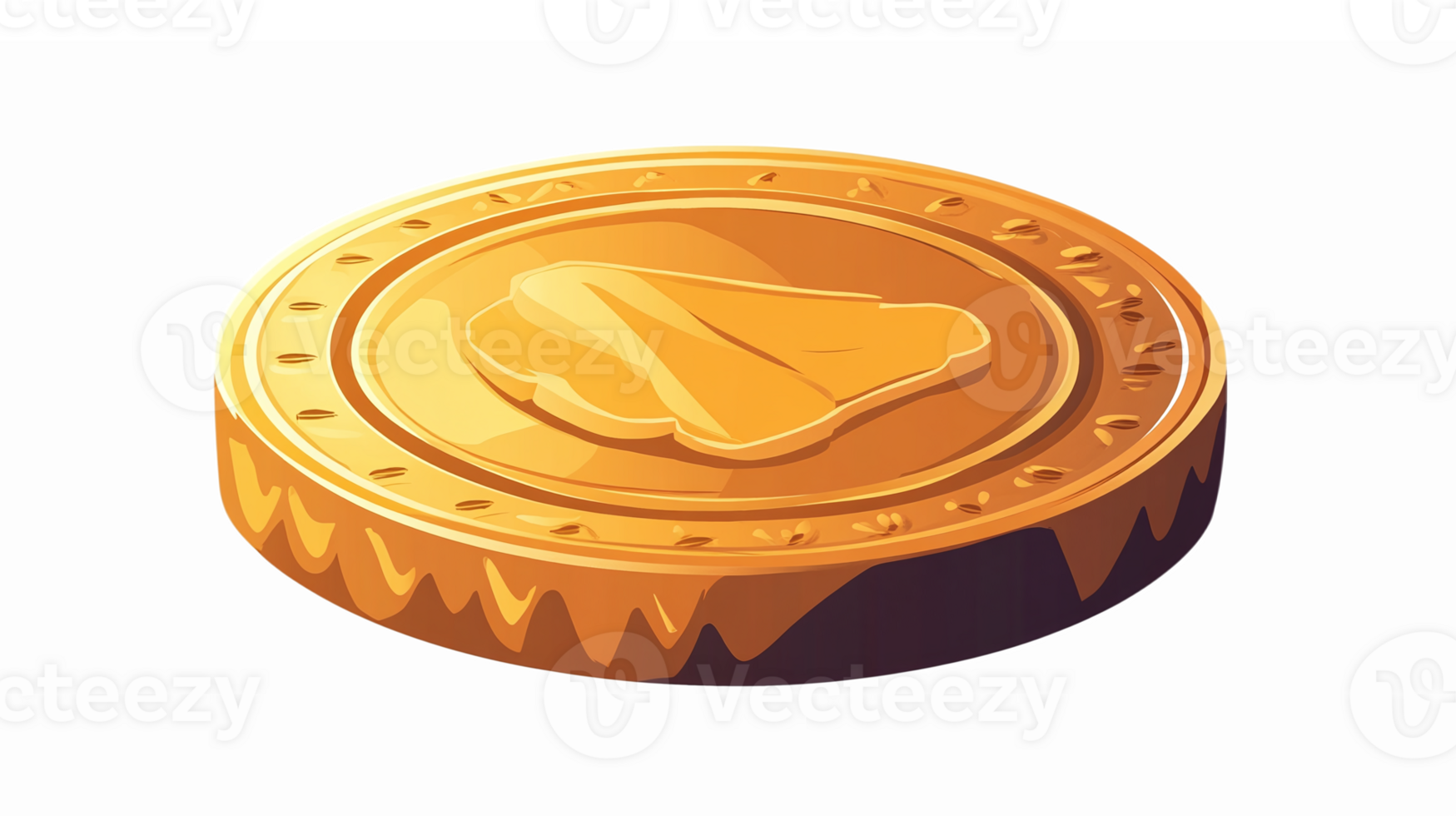 Shiny Golden Coin with Detailed Embossed Design and 3D Effect for Financial and Gaming Illustrations png