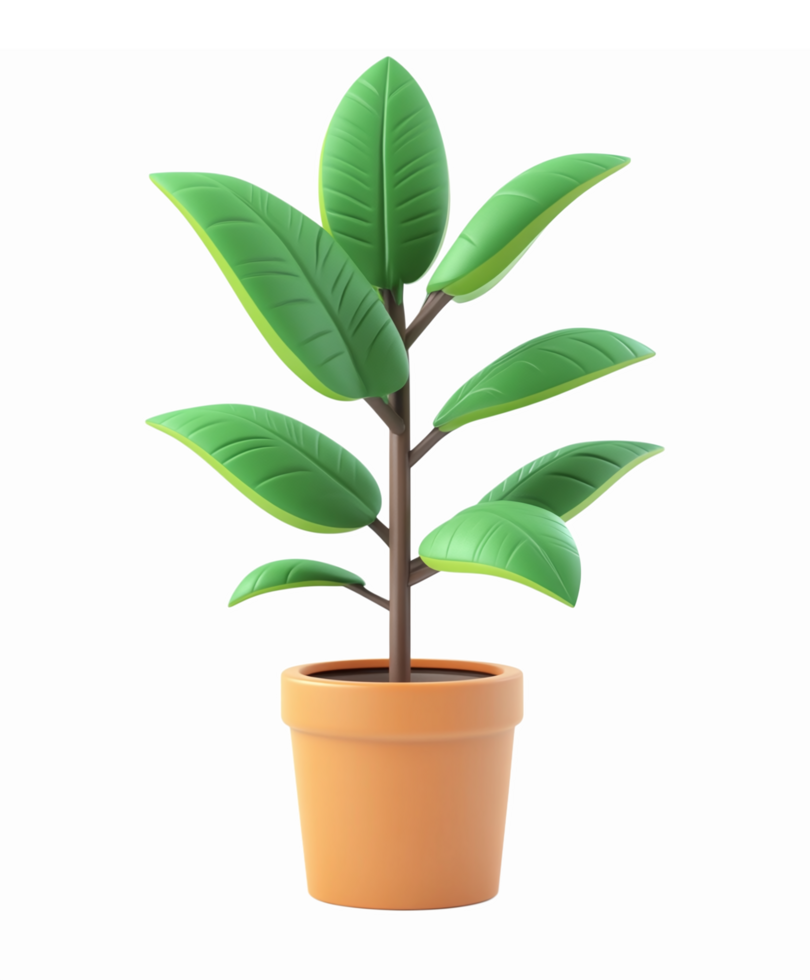 Realistic Green Indoor Plant in Orange Pot for Home and Office Decor png