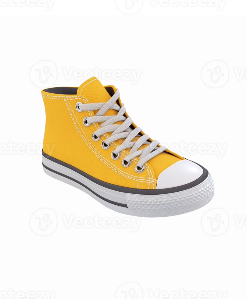 Bright Yellow High-Top Sneakers Illustration on Transparent Background png