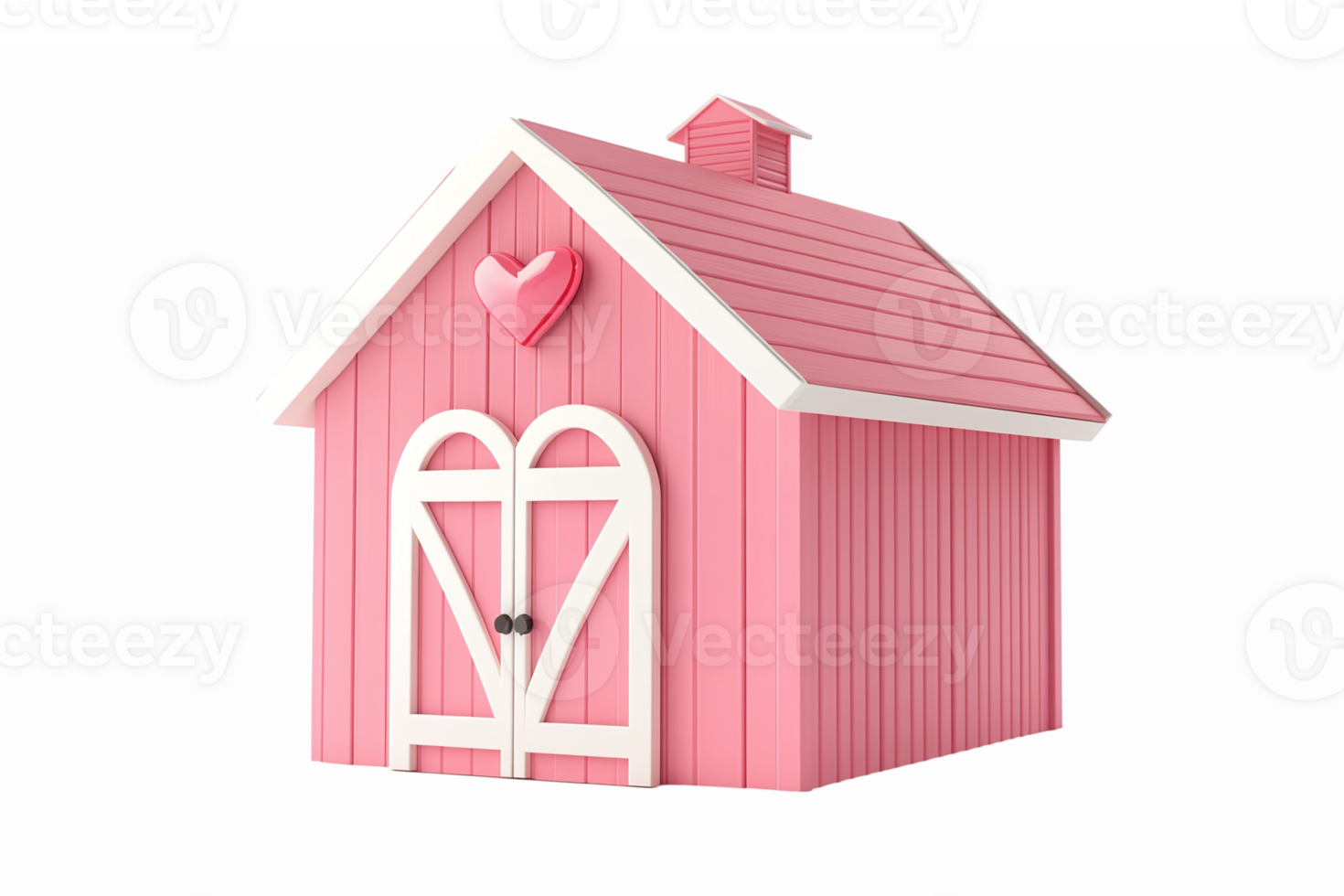 Charming Pink House with Heart Design and Whimsical Features for Love and Home Themes png