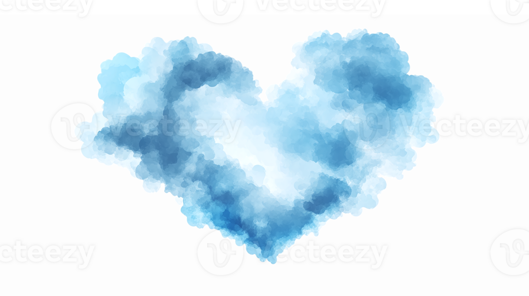 Watercolor Heart Shape with Soft Blue Shades for Romantic and Artistic Designs png