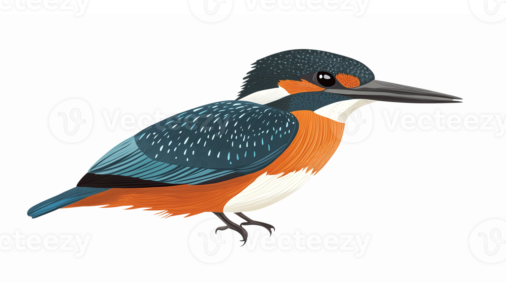 Colorful Kingfisher Bird Illustration with Detailed Features and Transparent Background png