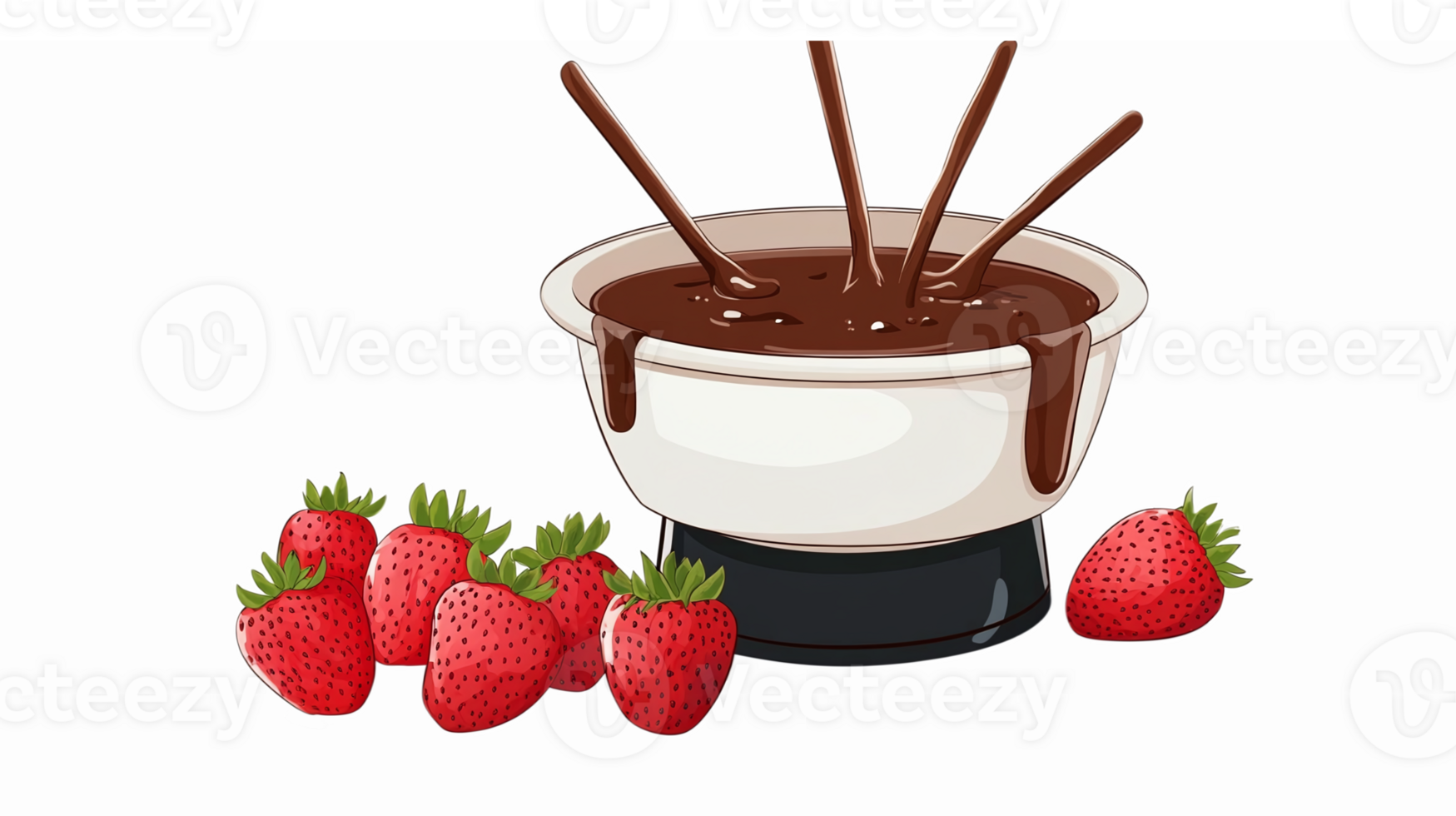 Delicious Chocolate Fondue with Fresh Strawberries for Dessert Party Treats png