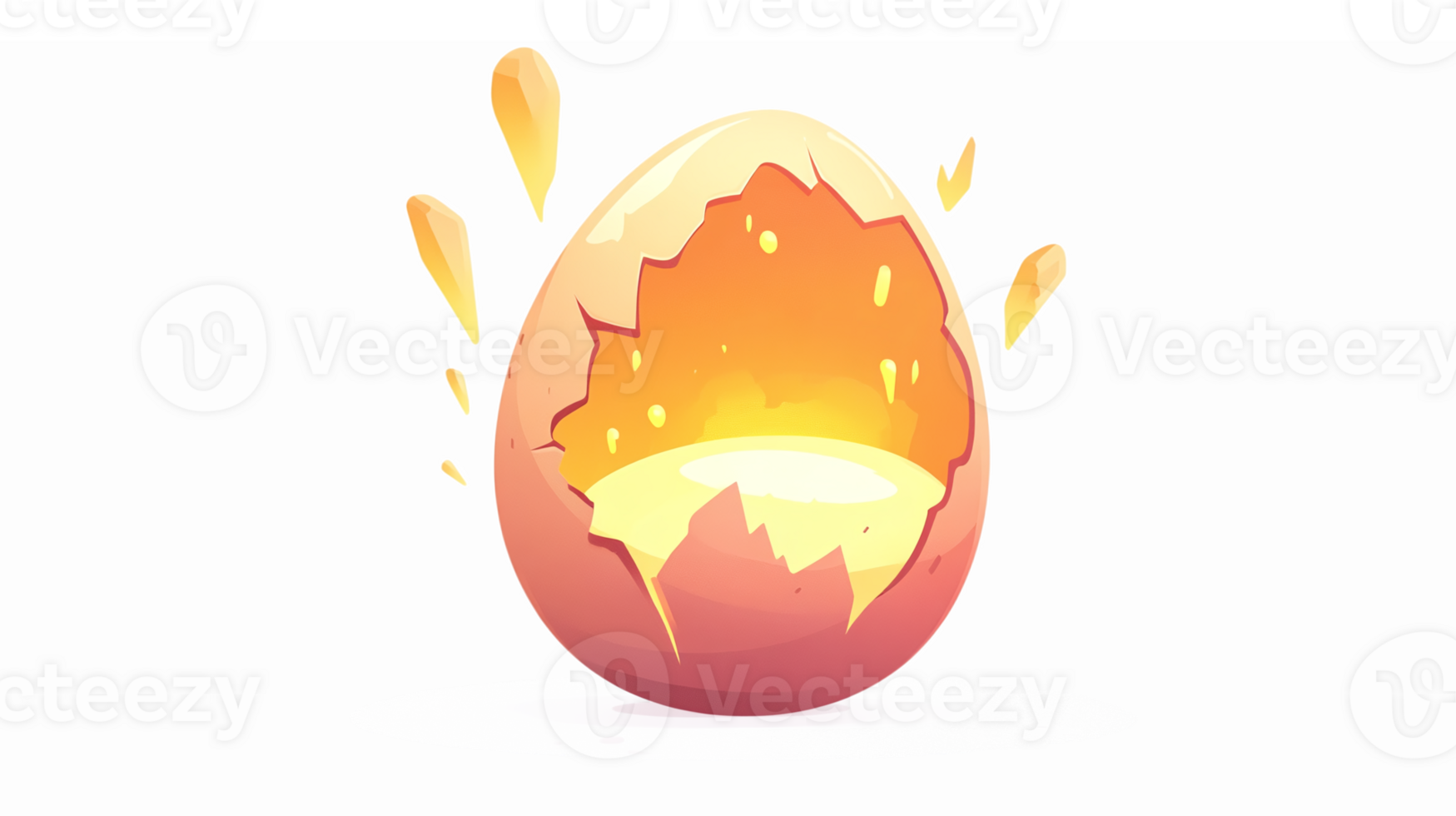 Shattered Egg with Glowing Interior and Splashing Liquid on a Transparent Background png
