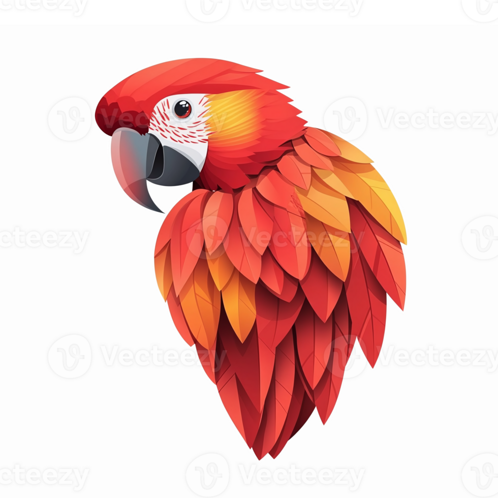 Vibrant Red Parrot Illustration with Colorful Feathers Ideal for Nature and Wildlife Designs png