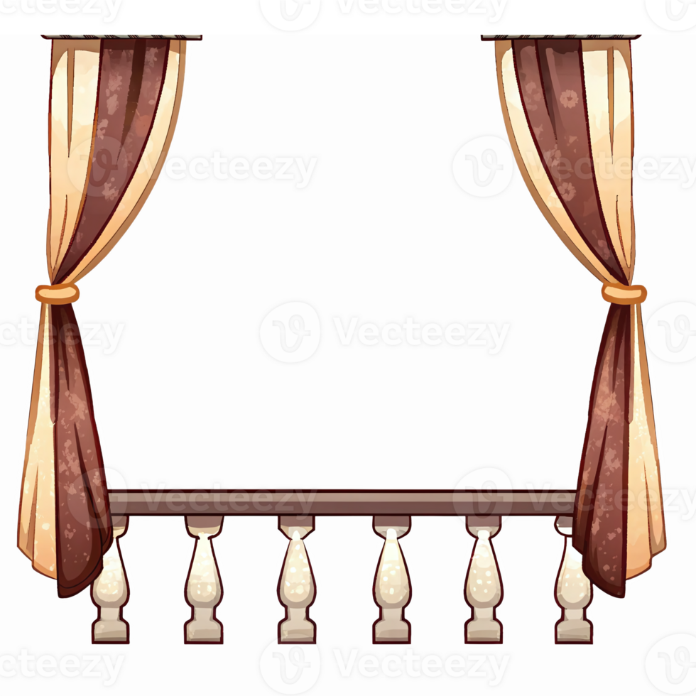 Elegant Classic Curtains with Balustrade for Interior Decoration and Theater Design png