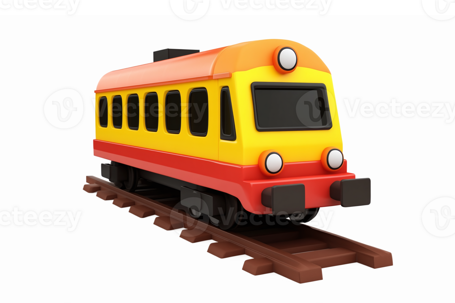 Colorful Cartoon Train on Railway Tracks for Kids Educational and Creative Designs png