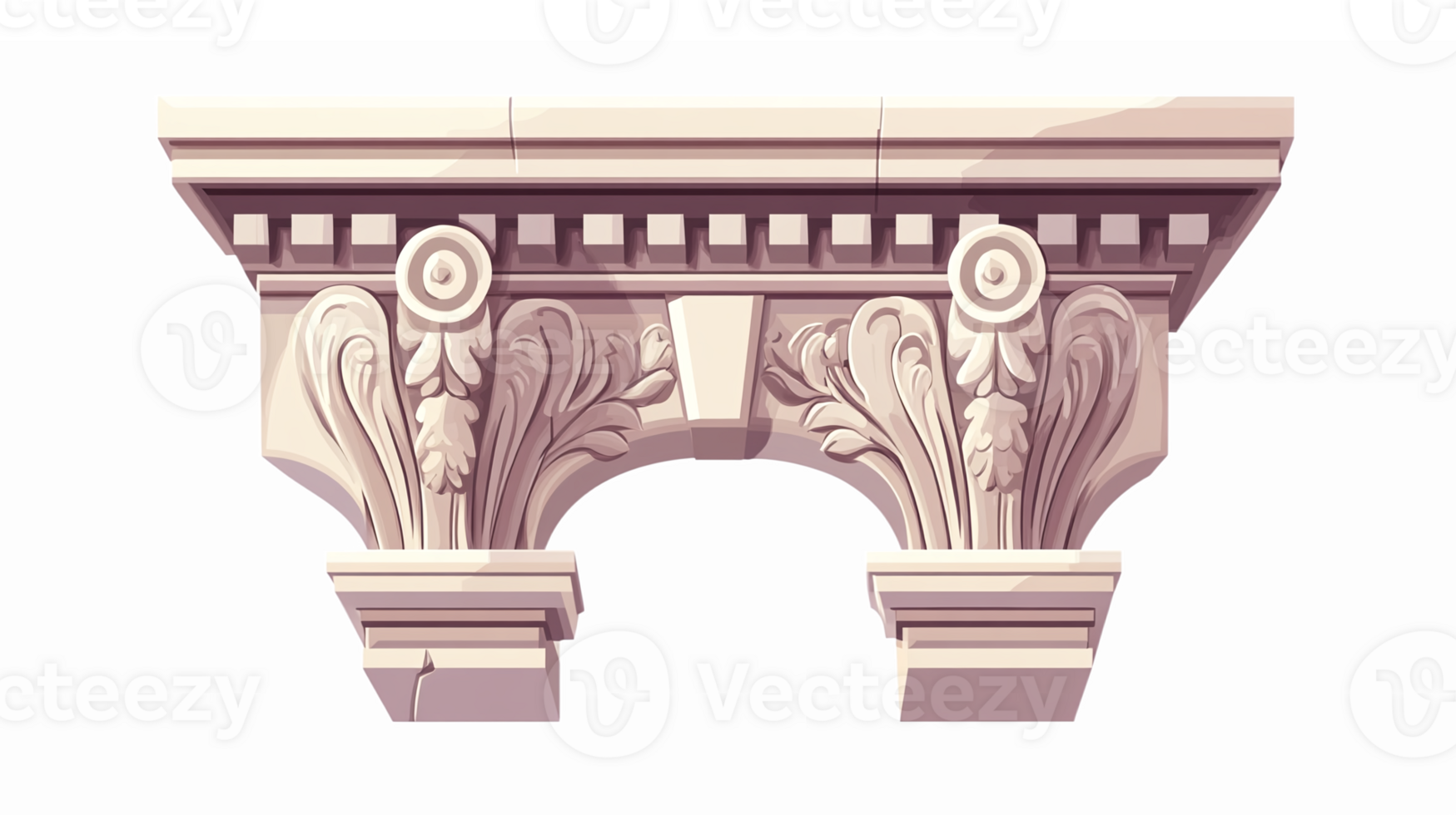 Elegant Architectural Architrave with Ornate Carvings and Decorative Elements png