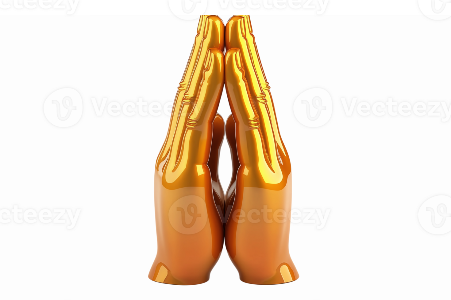 Golden Praying Hands Symbolizing Gratitude and Spirituality with Transparent Background png