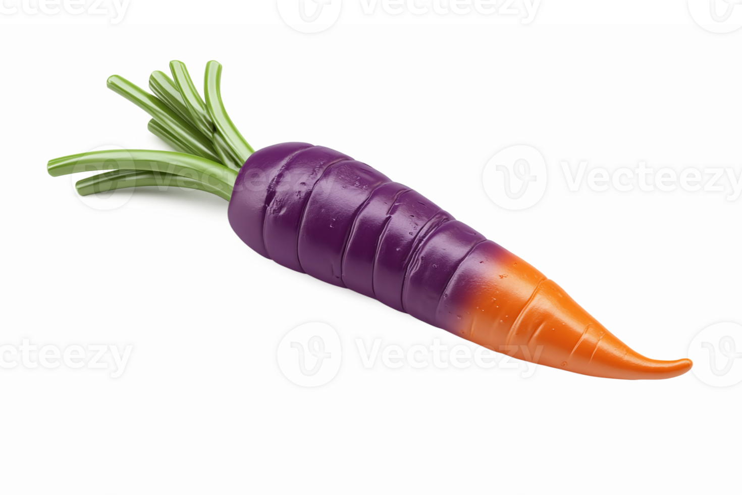 Vibrant Realistic Purple and Orange Carrot with Green Leaves on Transparent Background png