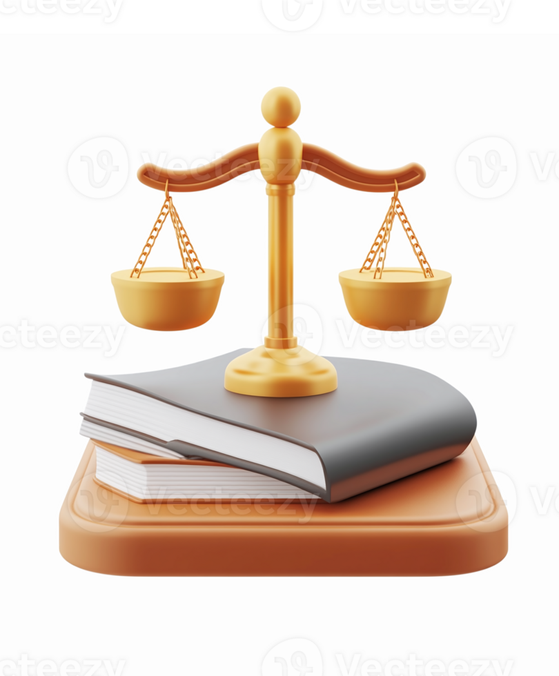 Legal Scale and Books Symbolizing Justice and Law Education in Design png