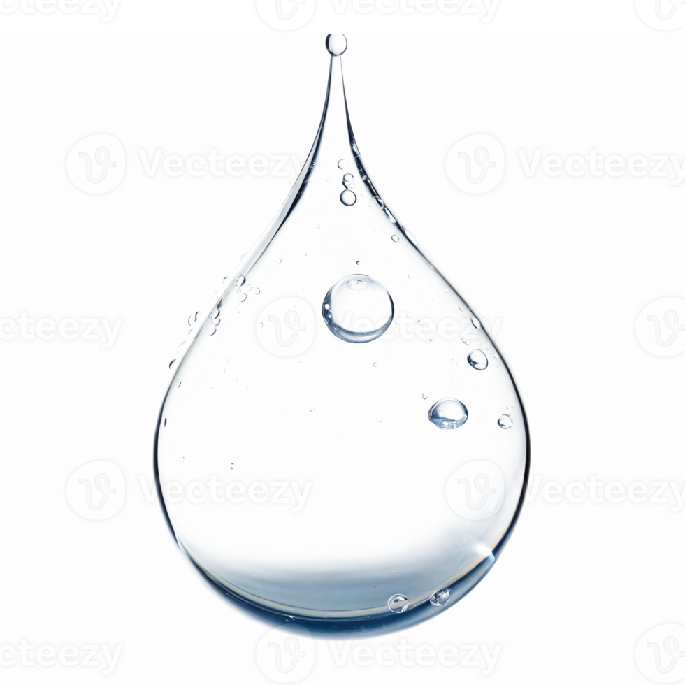 Realistic Water Drop with Bubbles and Transparent Background for Design and Scientific Use png
