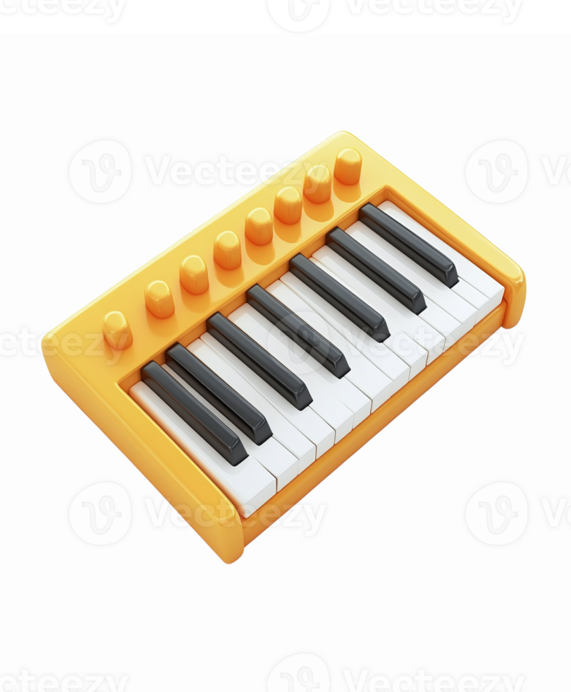 Colorful Mini Keyboard with Black and White Keys Ideal for Music Education and Fun png