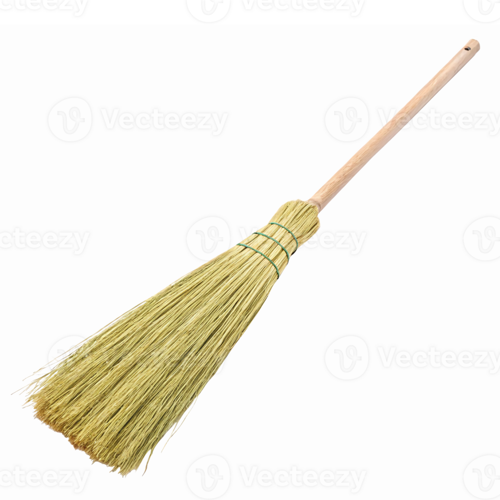 Natural Straw Broom with Wooden Handle for Eco-Friendly Cleaning and Sweeping Tasks png