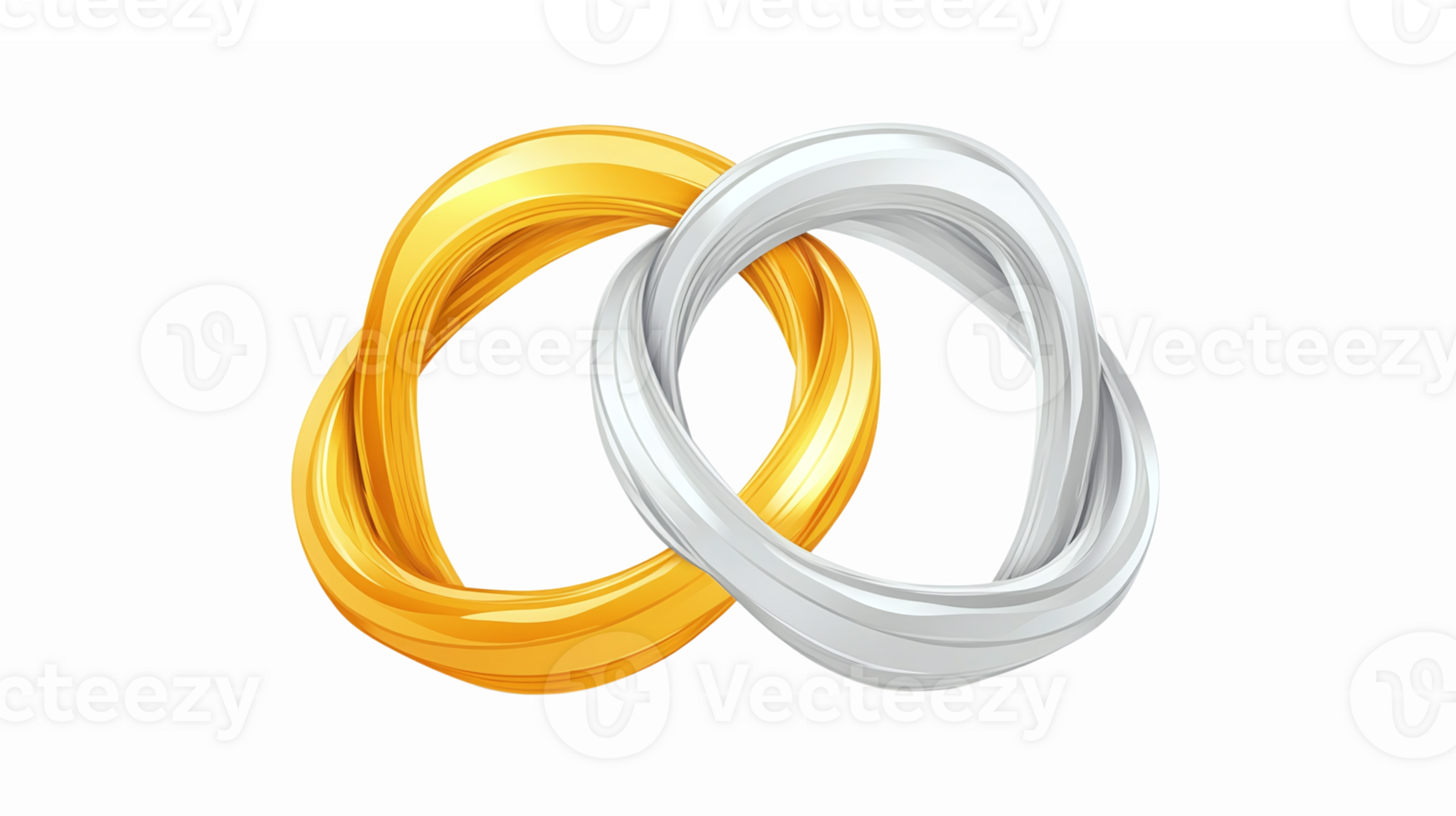 Intertwined Gold and Silver Wedding Rings Symbolizing Unity and Love png