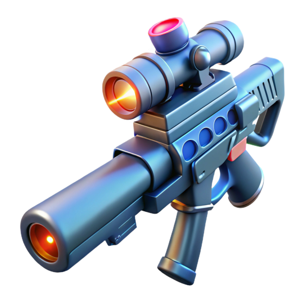 beautiful minimalist Laser rifle with targeting scope high quality png