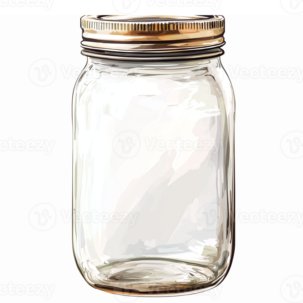 Transparent Glass Mason Jar with Golden Lid for Food Storage and DIY Projects png