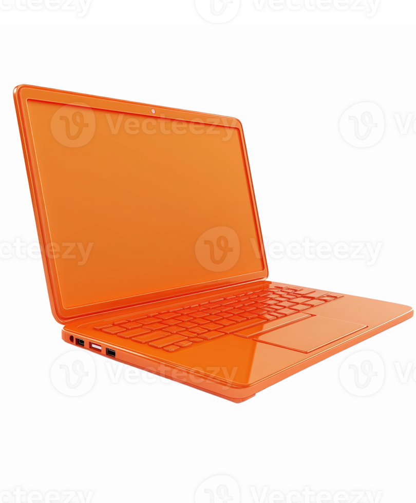 Vibrant Orange Laptop with Transparent Background Ideal for Technology and Design png