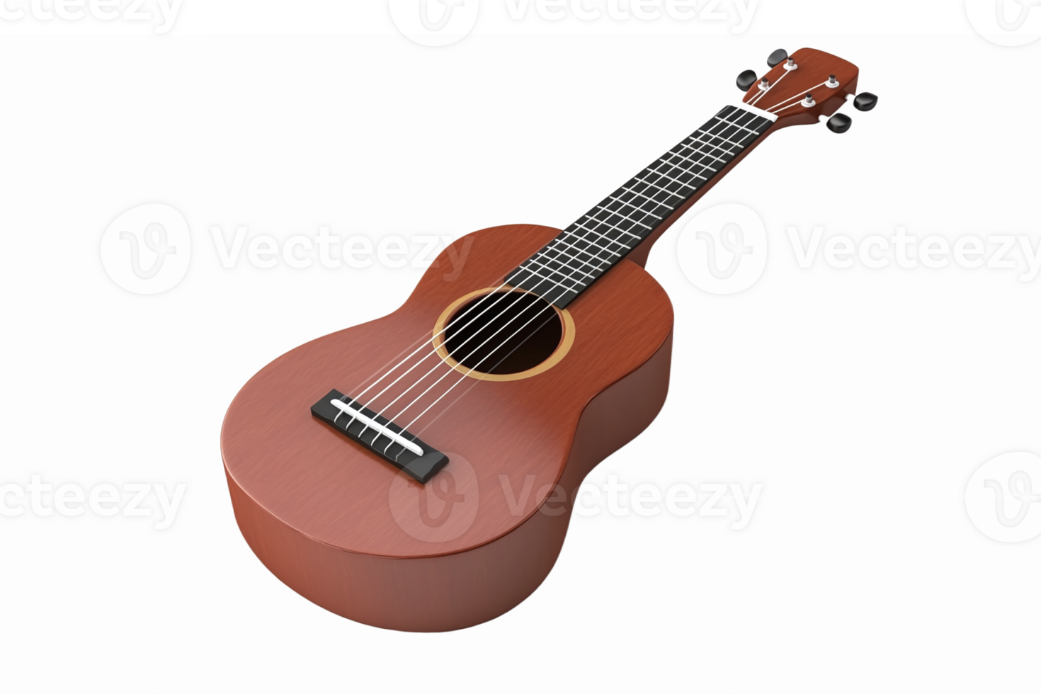 Realistic Art of a Wooden Ukulele with Detailed Design and Enhance Aesthetic Appeal png