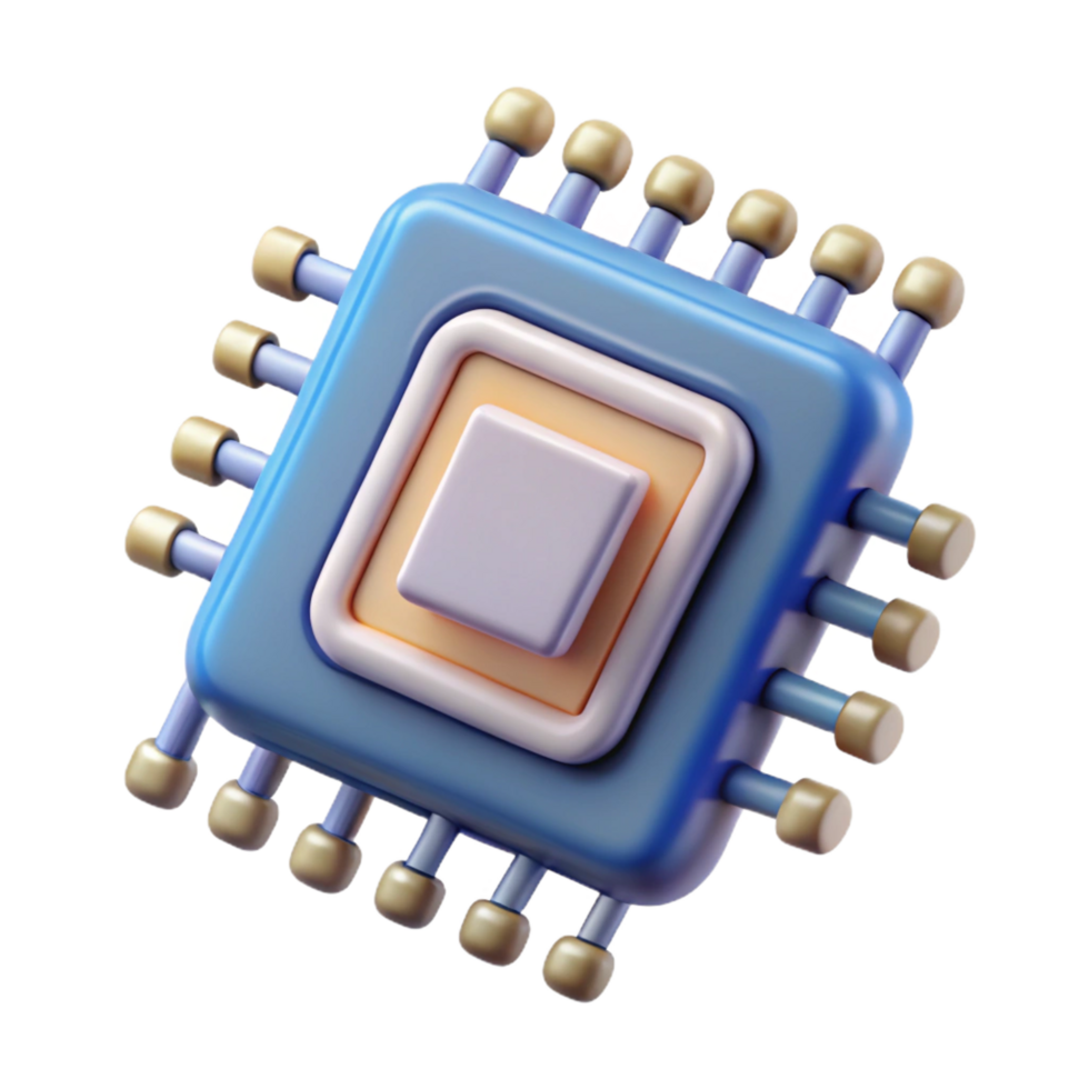 dramatic abstract Artificial intelligence chip with intricate circuitry high resolution png