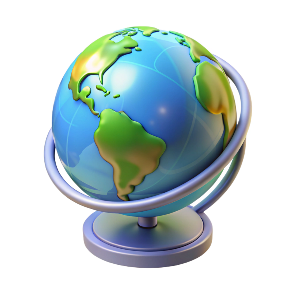 stunning creative Holographic Earth globe with rotating continents premium png