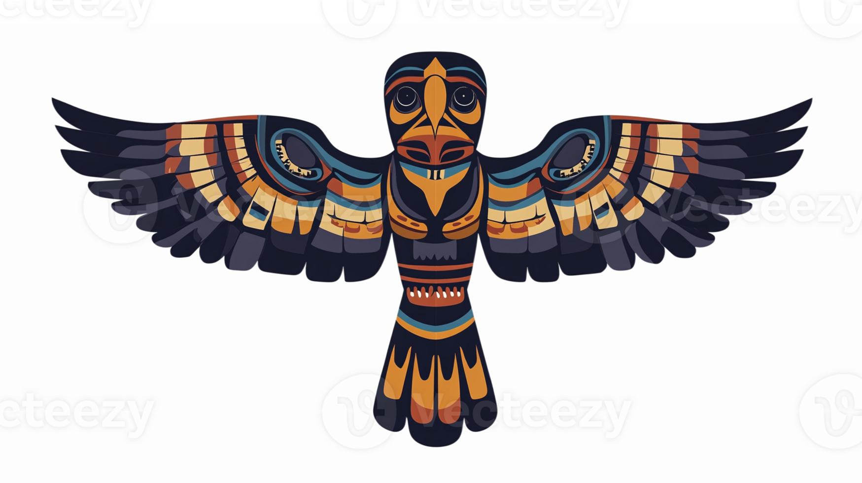 Colorful Indigenous Thunderbird Art with Stylized Wings for Cultural Decor and Designs png