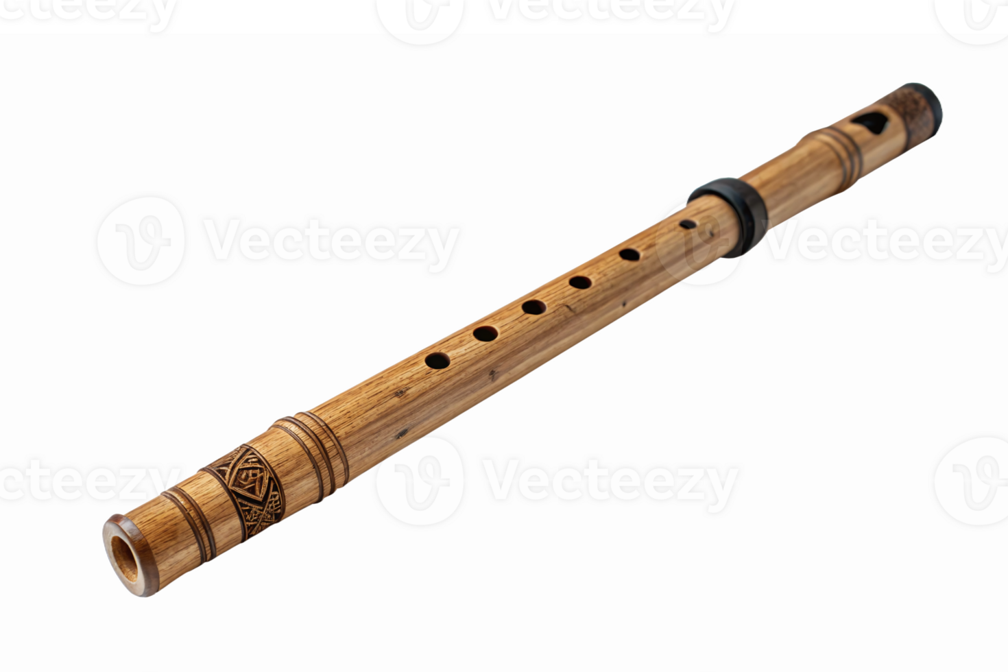 Traditional Bamboo Flute Instrument with Intricate Designs Perfect for Music and Cultural Themes png