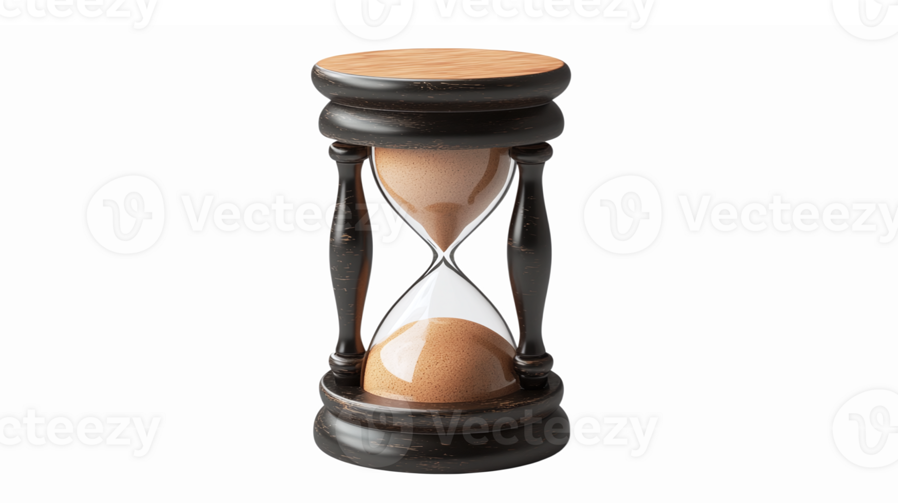 Elegant Wooden Hourglass Timer with Sand Representing Time Management and Productivity png