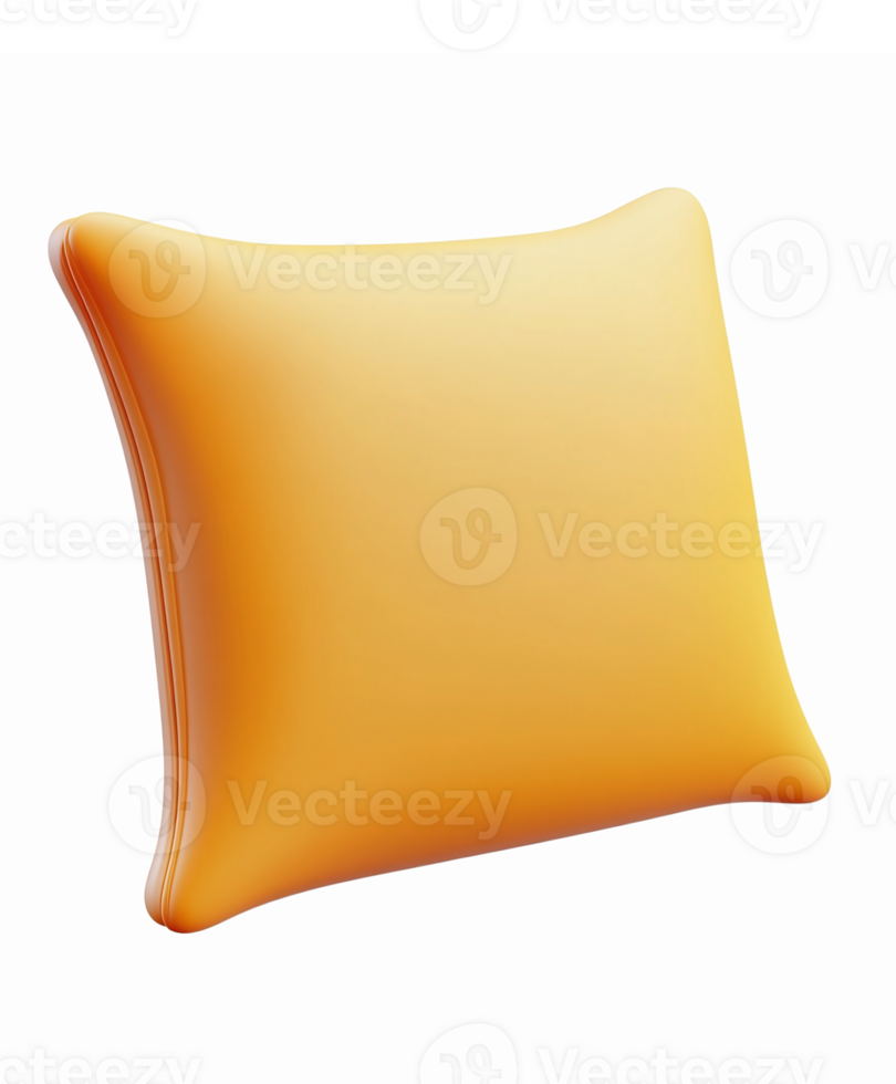 Soft Orange Decorative Pillow with Smooth Curves and Light Reflection on Transparent Background png