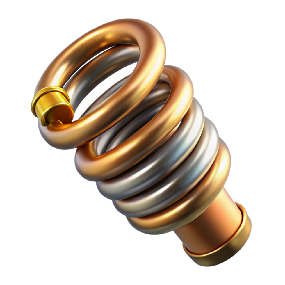 serene contemporary Steampunk spring with tightly coiled metal and brass ends genuine png