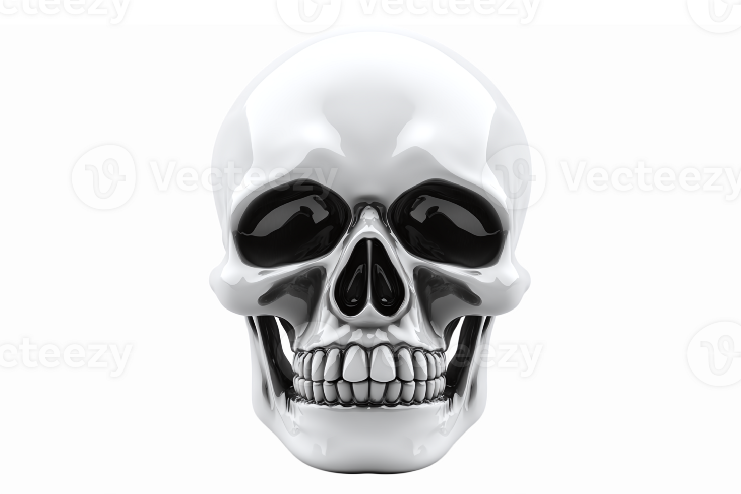 Realistic Skull Illustration with Glossy Finish for Halloween and Gothic Design png