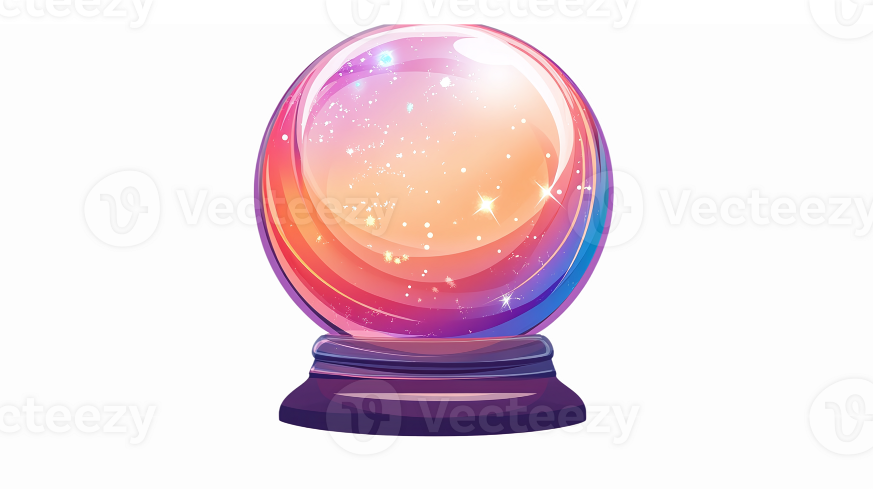 Colorful Magical Crystal Ball with Sparkling Effects Suitable for Mystical and Fantasy Themes png