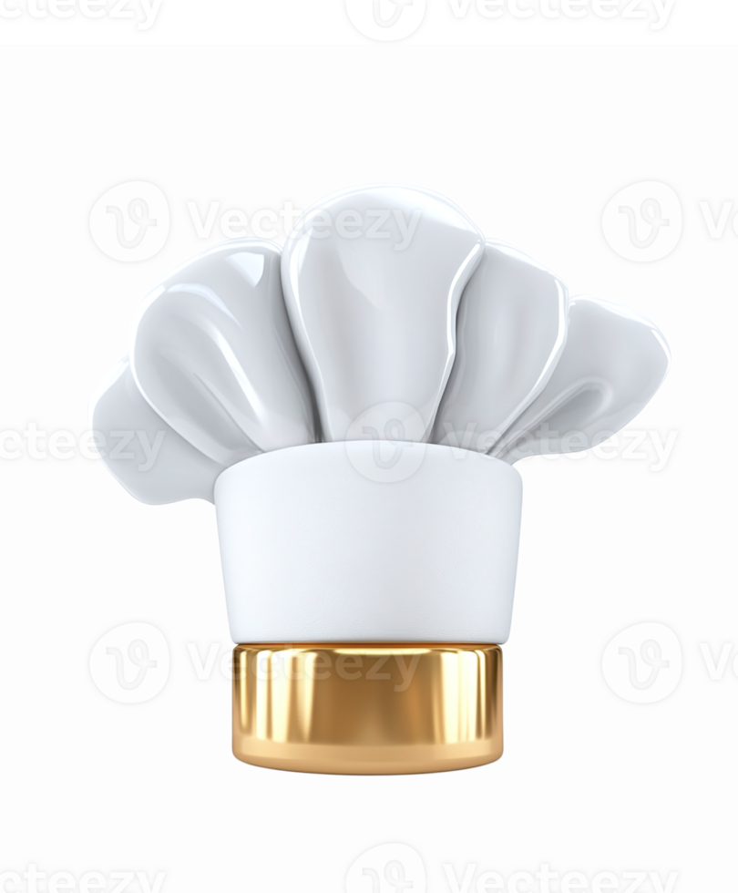 Chef Hat Design Featuring White Chefs Hat with Golden Band on Transparent Background png