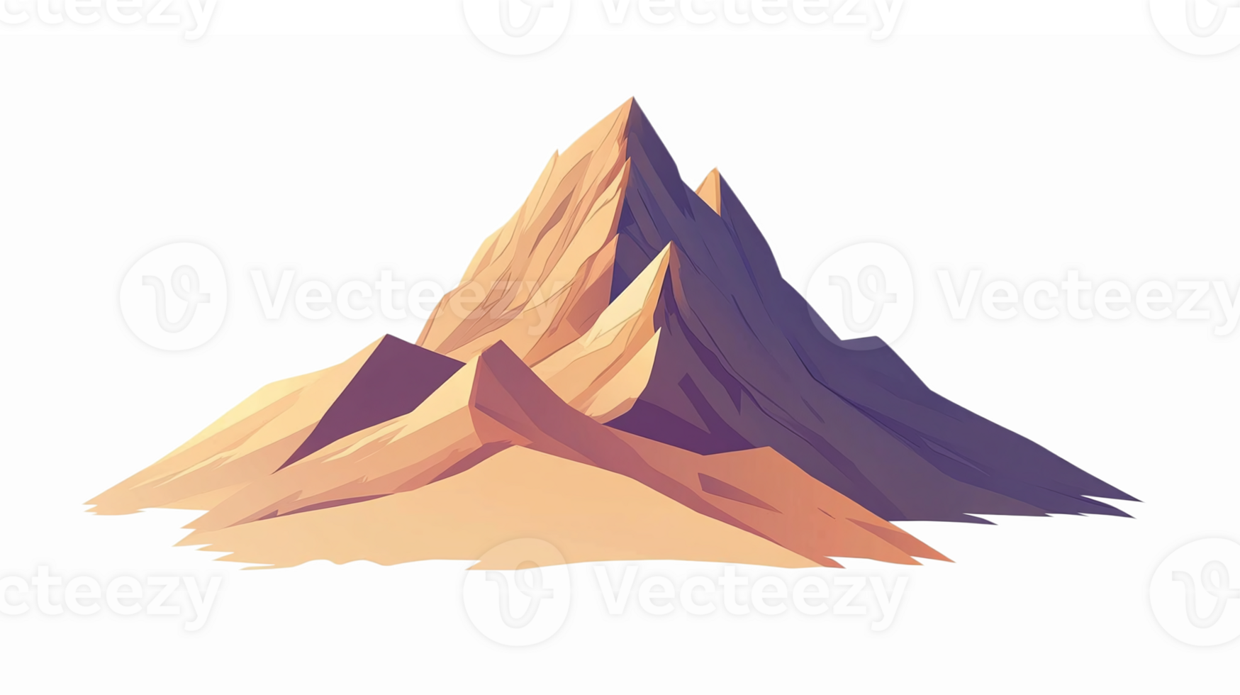 Mountain Landscape Illustration with Abstract Peaks and Warm Earthy Tones on Transparent Background png
