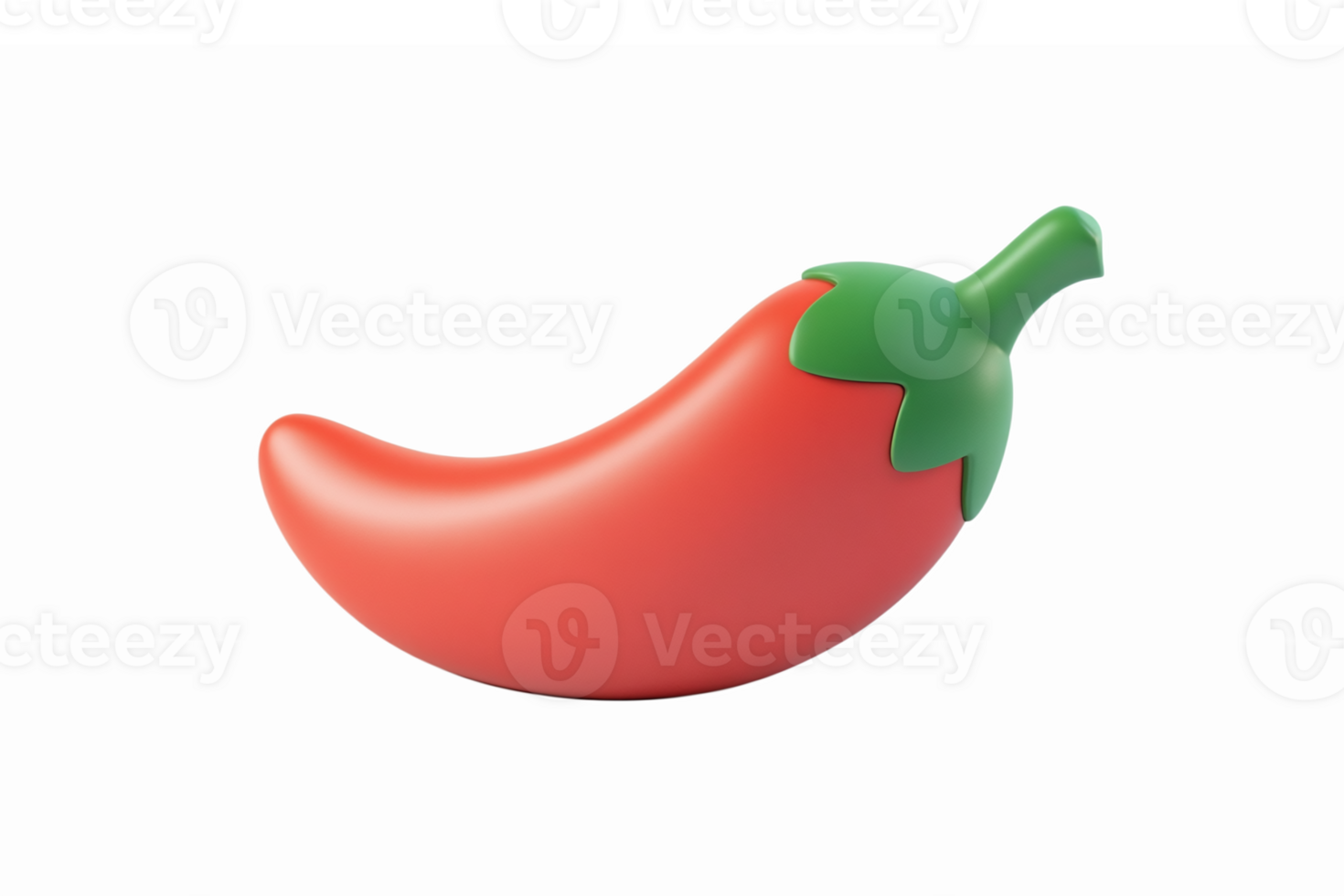 Realistic Red Chili Pepper 3D Illustration with Green Stem for Culinary Designs and Food Themes png
