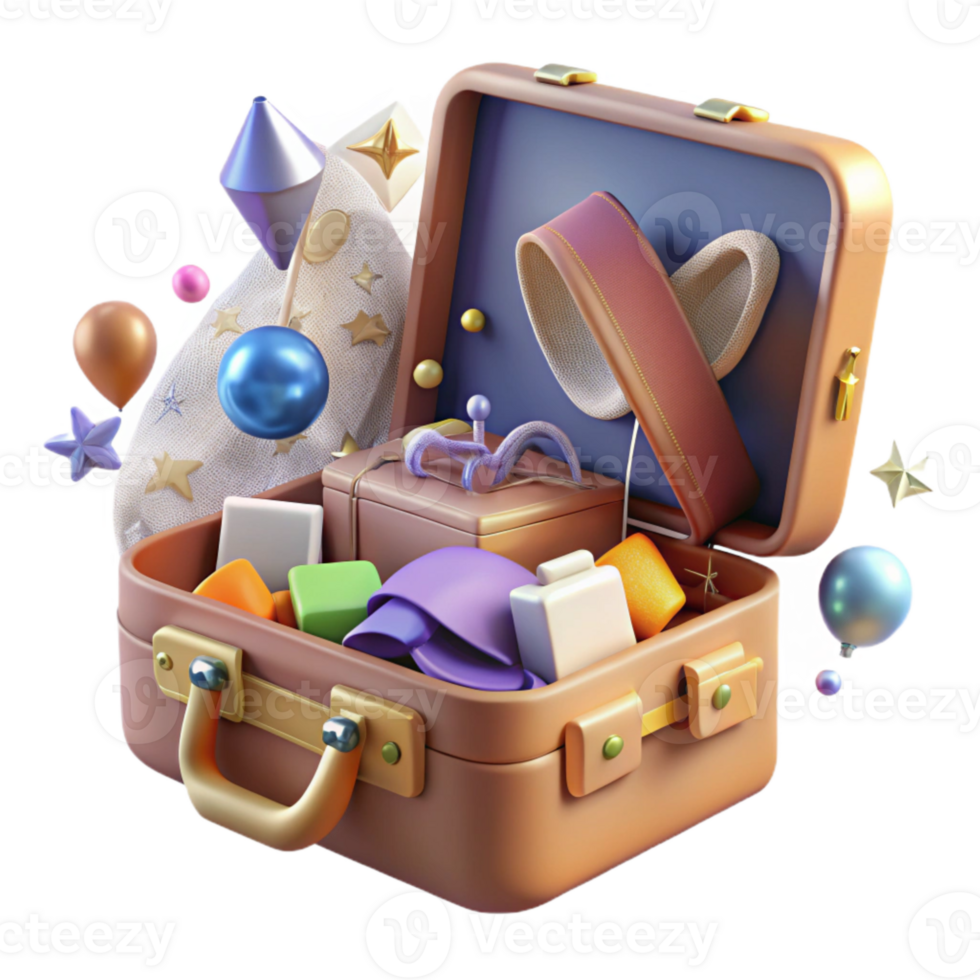 magnificent contemporary Open Suitcase with Clothes Inside Transparent Background exclusive png