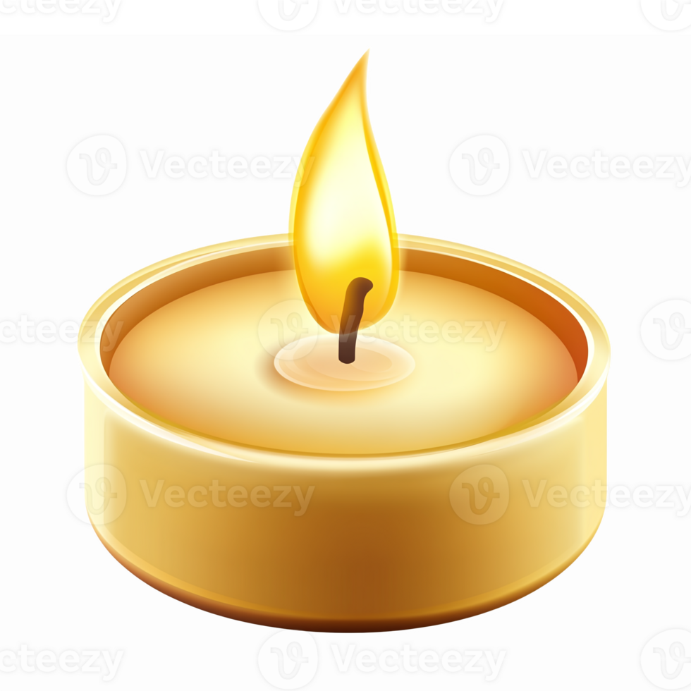 Realistic Gold Candle with Flame Illustrates Warmth and Relaxation for Home Decor and Spiritual Use png