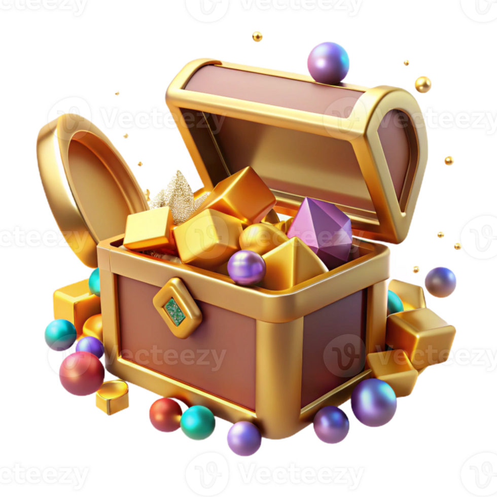 impressive modern Open Treasure Chest with Gold Coins Transparent Background original png