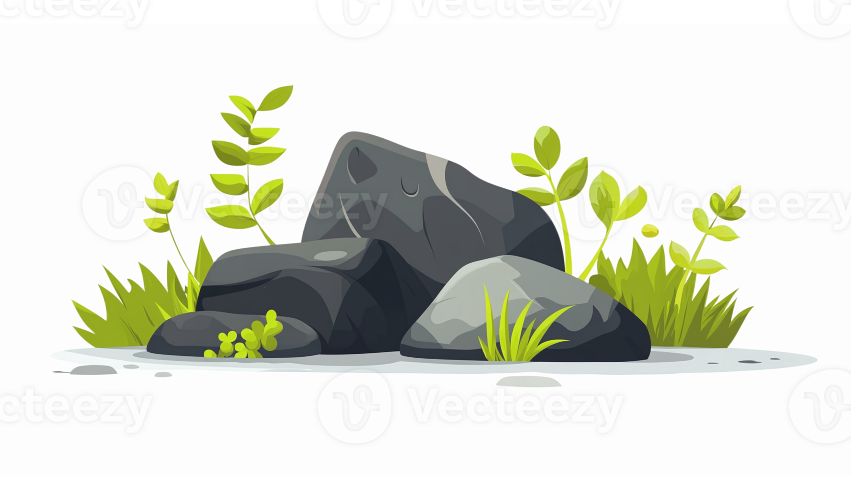 Natural Landscape with Rocks and Greenery for Outdoor Decor and Nature-Themed Designs png