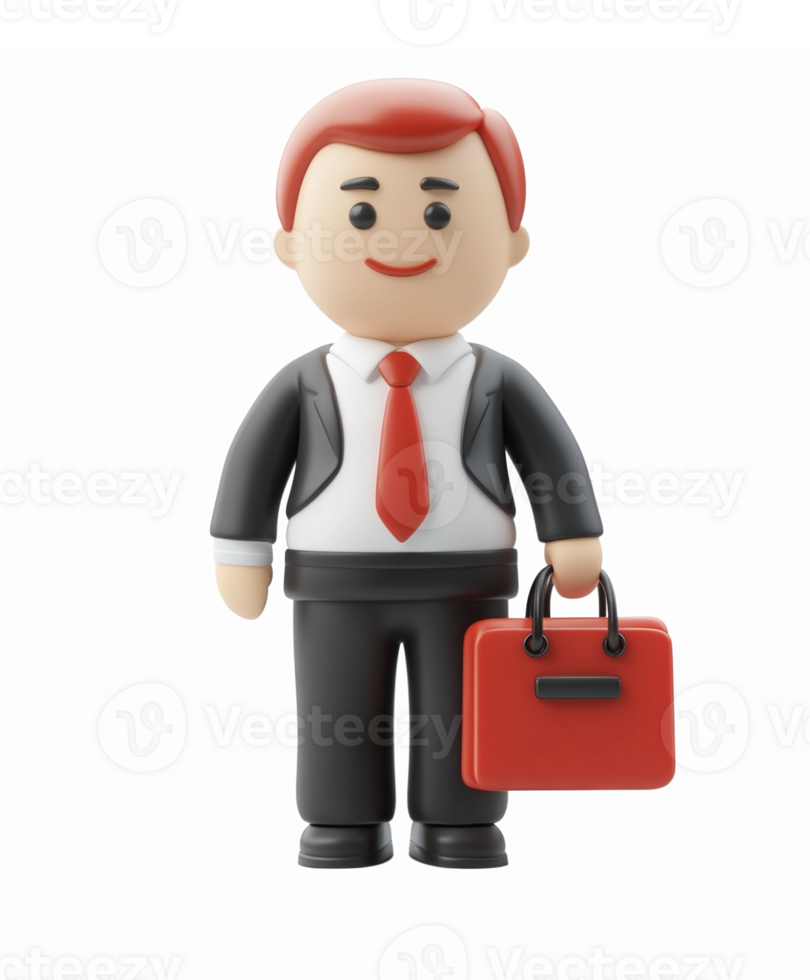 Businessman Character with Briefcase Standing in Professional Attire for Corporate Illustrations png
