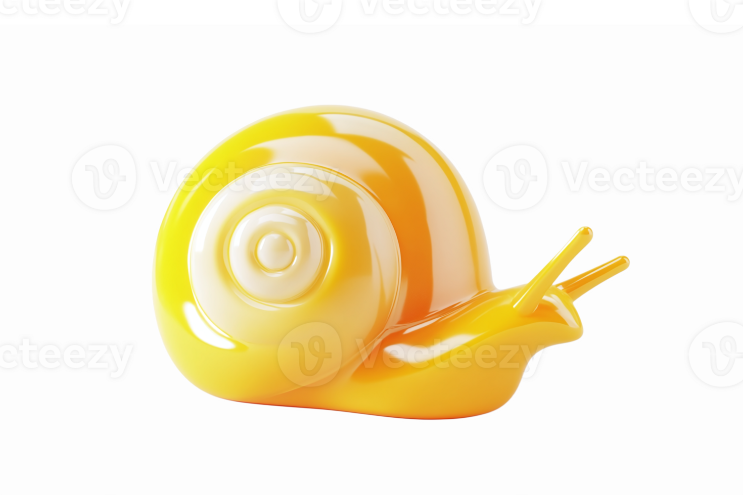 Whimsical Yellow Snail Illustration with Glossy Finish and Transparent Background png