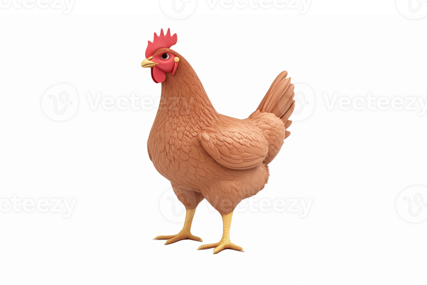 Realistic Cartoon Style Chicken Rooster Character for Farm Agriculture Design Projects png