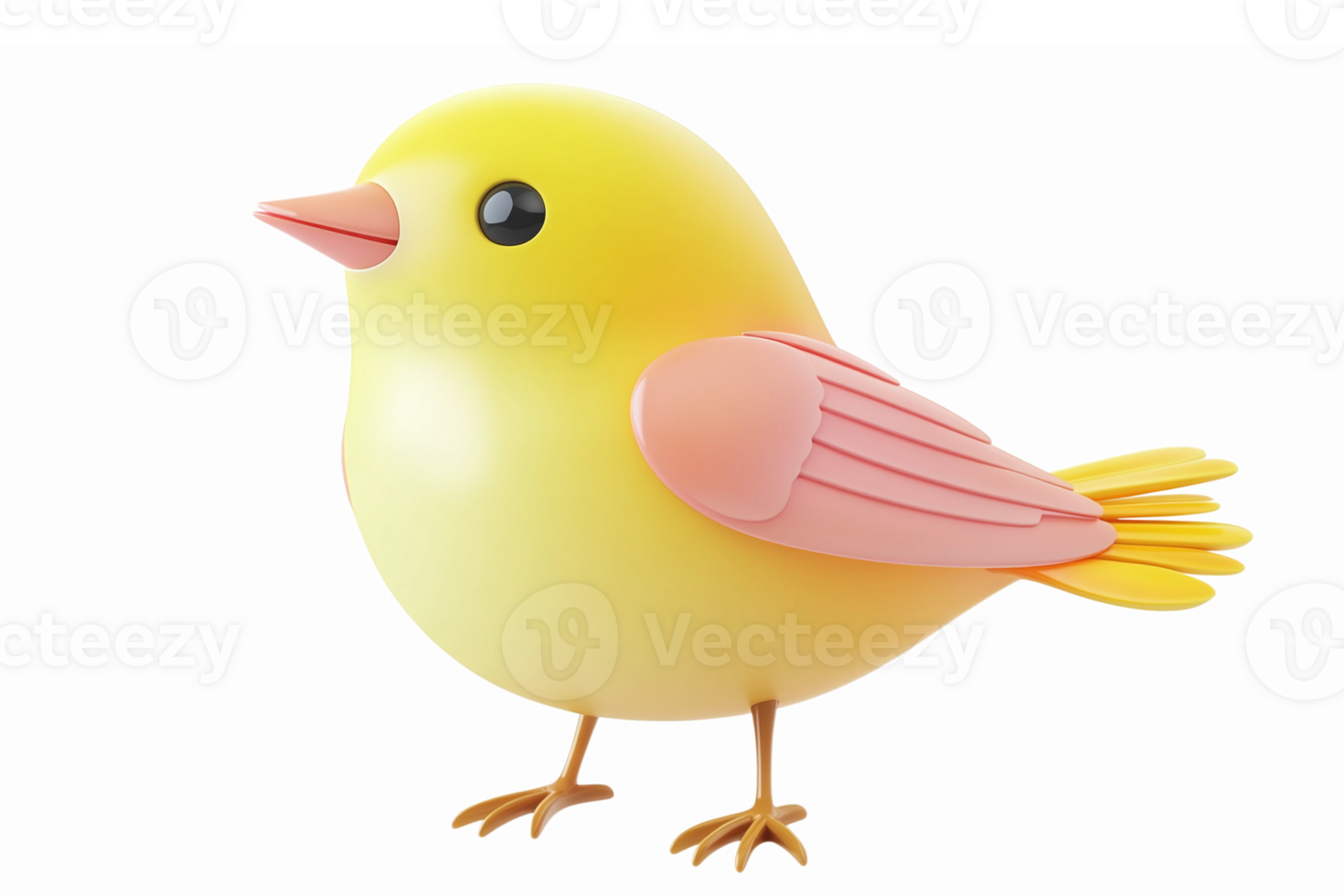 Cute Yellow Bird Character with Pink Wings for Children Educational Materials and Illustrations png